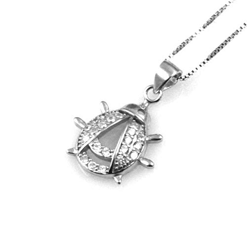 amorili Collier Femme avec Pendentif Coccinelle Bijou en Argent 925 et Zircon chaîne cm 42 mm 15 mm 13 - cll1631
