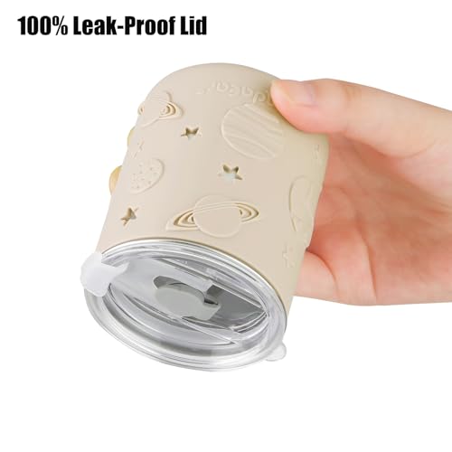 PandaEar Trinkbecher Kinder aus Edelstahl – Trinklernbecher ab 36 Monate mit Strohhalm, Auslaufsicherer Schnabelbecher Baby, Baby Trinkbecher für Babys & Kleinkinder (2er Set)