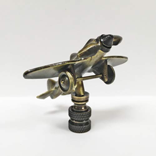 Image of Lamp Finial-Airplane-Aged Brass Finish, Highly Detailed Metal Casting
