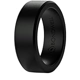BONDWELL Silicone Wedding Ring for Men (Black) Save Your Finger & A Marriage Safe, Durable Rubber Wedding Band for Active Athletes, Military, Crossfit, Weight Lifting, Workout - 100% Guarantee (10)