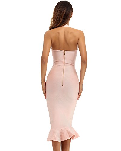 Whoinshop Women’s Halter Fishtail Mermaid Bodycon Knee Length Cocktail Bandage Dress Pink M #TOP1