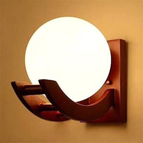 Image of Wooden & Glass Wall Light for Home, Cherry & White Decorative Wall Lamp with E27 Holder, Antique Wall Light Bulb Not Included, Pack of 4