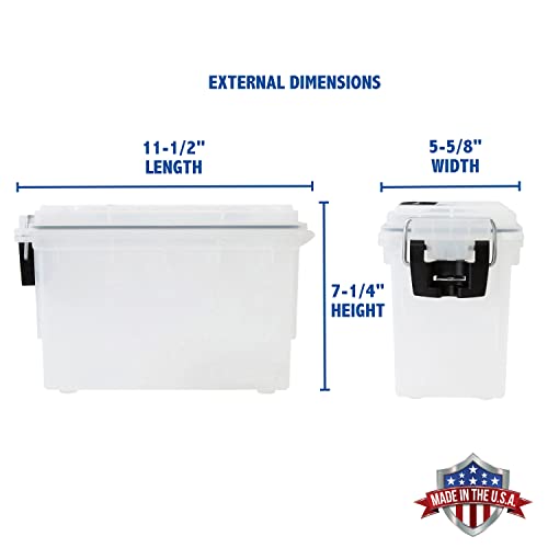Image of Sheffield 12635 Ammo Storage Box, Stackable .30 Cal Field Boxes, Water and Dust Resistant, Lockable Storage Box with Handle, Secures Hunting Gear, Supplies, and Bullets, Made in USA, Frost(Pack of 6)