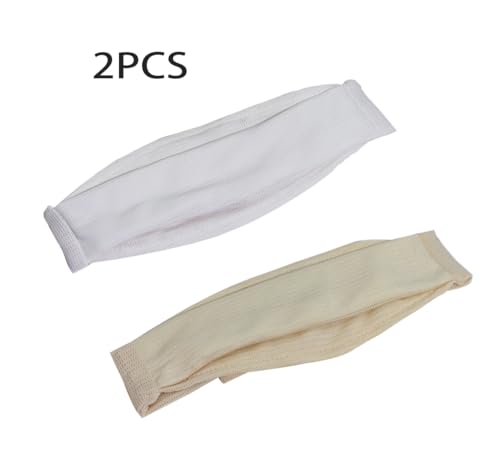 2 pcs trach covers for tracheostomy tube holder adjustable dust- proof shield neck trachea covertrach cover band reusable tracheostomy care kits for men and women white  beige