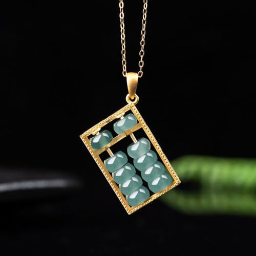 Collier pendentif boulier bleu argent S925 et jade véritable le cadeau idéal pour femme - 3