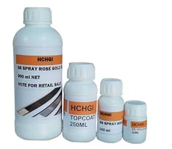 HCHGI SS Gold Gloss Spray for Stainless Steel | Coating Spray | PVD Mirror Gloss Finish | Combo Pack with Top Coat Thinner, Spray Color, Hardener & Gold Color (Rose Gold)