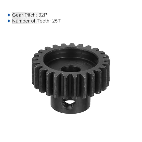 QUARKZMAN 2 Stück RC 32P Gehärtetes Ritzel 5mm Welle 25T Motor Zahnräder Kohlenstoffstahl Für 1/10 RC Modellauto Boot Drohne