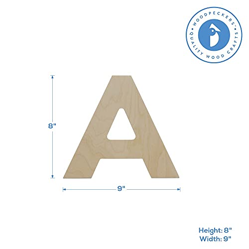 Wooden Letter A Cutouts 8", Wooden Letters for Wall Decor, Home Decor, Crafts, and Party Decorations by Woodpeckers - image 2