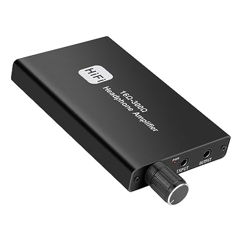 Sheiaier Portable 3.5mm Headphone Amplifier Two-Stage Gain Switch for MobilePhone & PC 3.5mm Stereo Audio Input Out, Black Cover