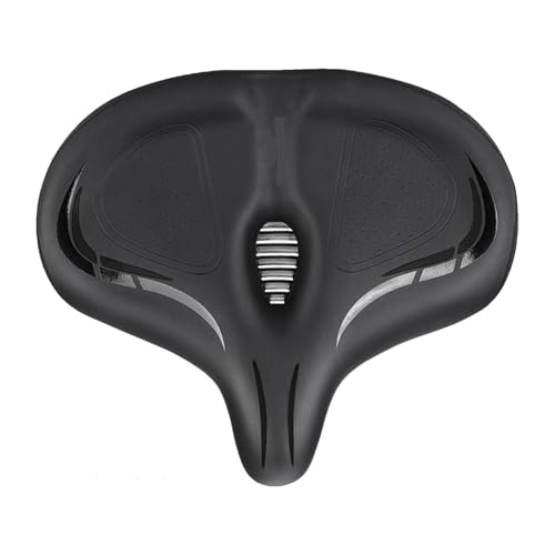 快適自転車サドル - 超ワイドデザインの大型交換用シート, 長距離走行や通勤に適した衝撃吸収素材, 折りたたみ式・ロード・マウンテン・街乗り用自転車に幅広く対応、折りたたみ自転車、ロードバイク、マウンテンバイク用の自転車サドル交換品