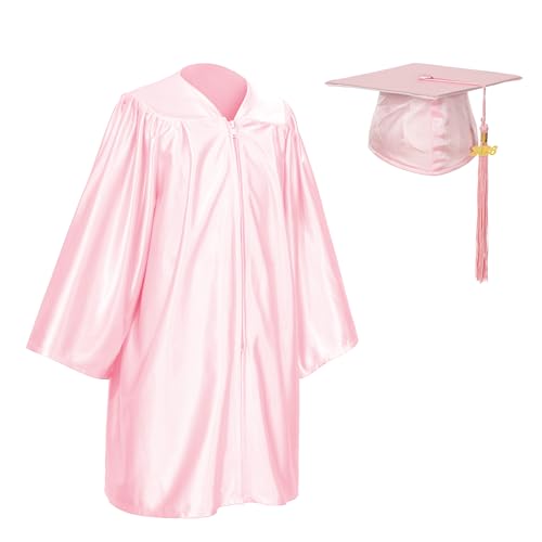 D DODOU Shiny Preschool and Kindergarten Graduation Cap Gown Set with Year Charm Tassel (Pink 30)