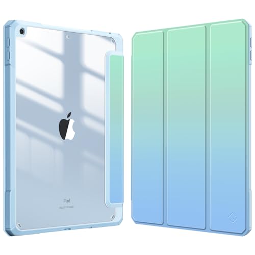 Image of Fintie Hybrid Slim Case for iPad 9th / 8th / 7th Generation (2021 /2020 / 2019) 10.2 Inch - [Built-in Pencil Holder] Shockproof Cover with Clear Transparent Back Shell, Seaside Ombre