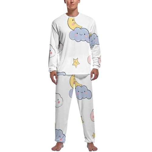 Pyjama homme lune et étoiles pour des nuits douces en ensemble pantalon à manches longues