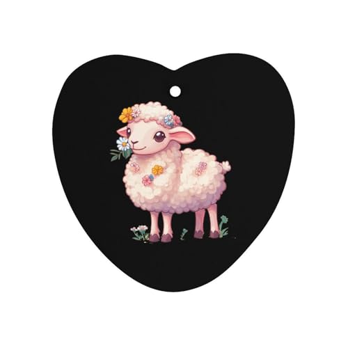Cute Sheep with Flower Car Air Freshener Hanging Aromatherapy Tablets for Car Accessories Love form
