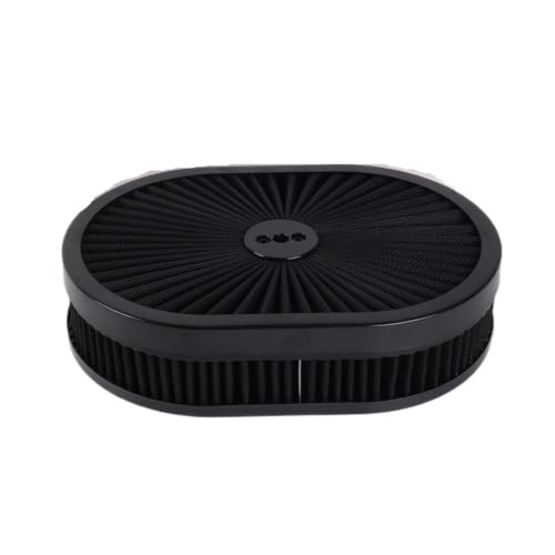 Filtro de aire ovalado 12x2 negro para motor GMC Chevy Ford con tapa de flujo