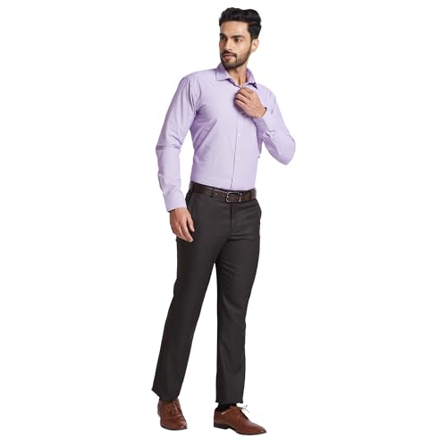 Image of Park Avenue Smart Fit Polyester Blend Checks Pattern Flat Front Formal Trouser