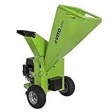 Vito – Trituradora de plantas térmica 7 CV corte ramas Ø 70 mm 2 cuchillas motor 4T 208 Cm3 ruedas infladas desplazamiento con asas de desplazamiento
