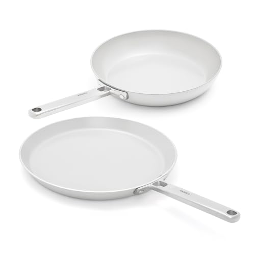 Image of Ember Cookware Arcilla Ceramic Non Stick Cookware Set of 2 | Induction Cookware | Frying Pan 24cm & Tawa 28cm | ISI Certified | Ceramic Gift Combo Set of 2 | Steel Handle | 5-Year Warranty | Grey