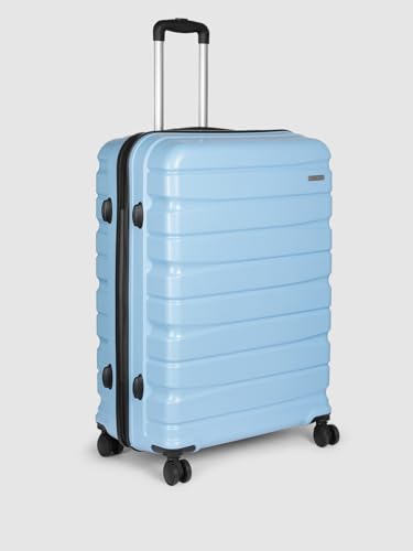 Image of Teakwood Unisex Trolley Bag for Travel, Hard Cabin Trolley Suitcase Bag, Numver Lock System 360 Degree 8 Rotating Wheels | Set of 3 (55, 65, 76 CM, Powder Blue)