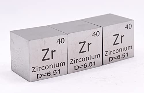 Image of 1 inch 25.4mm Zirconium Metal Cube Zr up to 99.9% Pure Periodic Table Element Engraved Density Collection Science Education Display Block Cube + Acrylic Case Box - 1PC