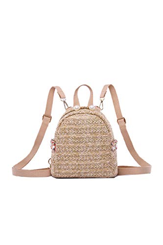 Ulisty Mujer Pequeña Mochila de Paja Mini Tejido Bolsa de Playa de Verano Moda de Hombro