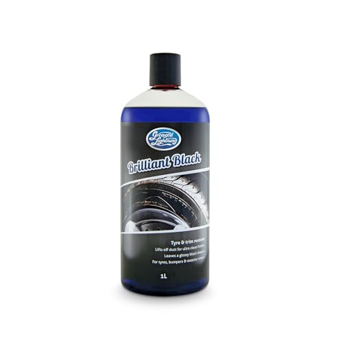 Greased Lightning Brilliant Black Tyre & Trim Restorer – Restores New Look Shine to Car Tyres and External Trims, Quick and Easy Application – 1 Litre