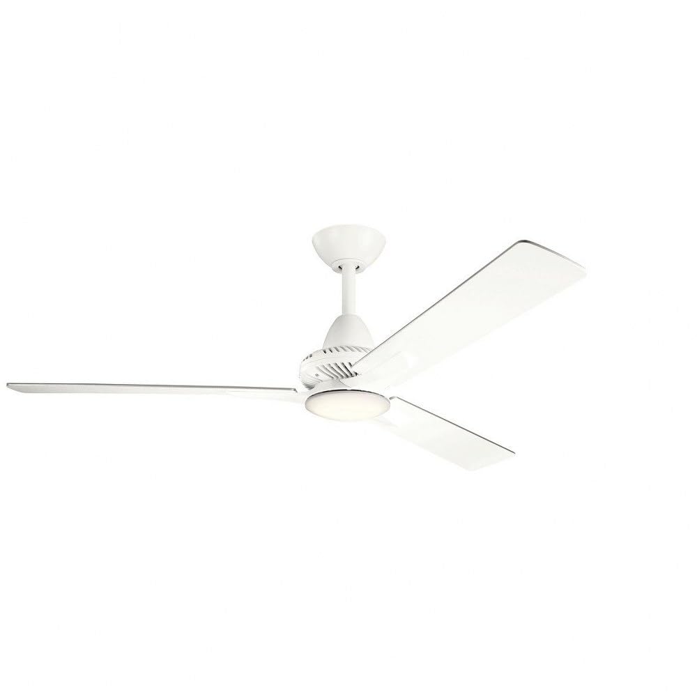 Kichler Kosmus 52" Ceiling Fan With LED Light & Remote - Satin Black, 3 Blades, Frosted White Glass - View #7