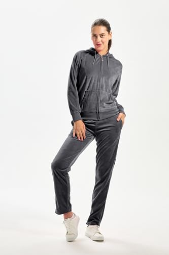Image of TanBridge 2 Piece Outfits Women's Velour Sweatsuits Long Sleeve Zip Up Hoodie Sweatpants Tracksuits for Women