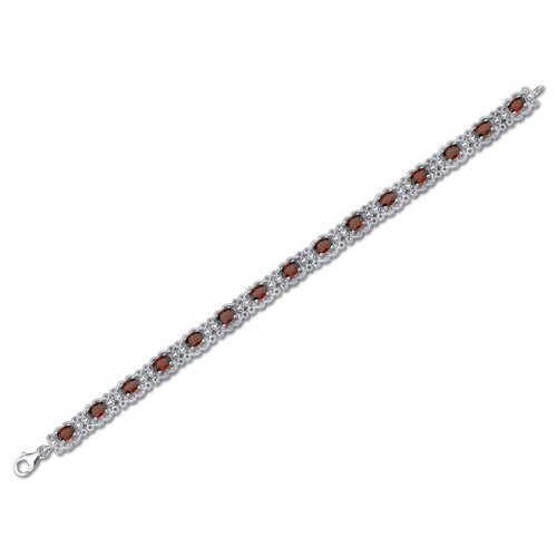Peora 8.50 Carats Garnet Tennis Bracelet For Women 925 Sterling Silver, Natural Gemstone Birthstone, Oval Shape 6X4Mm, 7 1/4 Inch Length #TOP3