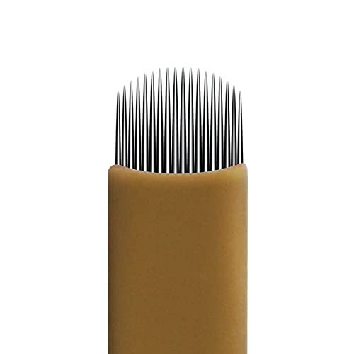 50 piezas Agujas Microblading 18u 0,18mm Desechables Nano Microblade Agujas Permanentes Para cejas para Microshading Amarillo (18U-0,18mm)