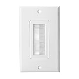 1 Gang Single Brush Wall Plate Cable Pass Through Insert for Wires Wall Socket HDTV Speaker HDMI Network Phone Home Theater Systems Pass Through Insert (White)