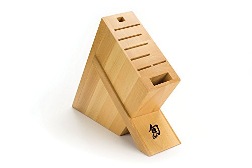 Shun Cutlery 8-Slot Kickstand Knife Block, Made from Beautiful Blonde Beech Wood, Authentic, Japanese Universal Knife Block, Knife Holder for Kitchen Counter