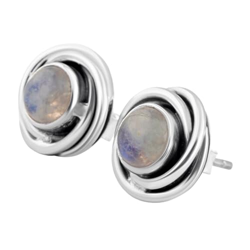 Pierre de lune naturelle boucles d'oreilles puces argent 925 anti-irritation