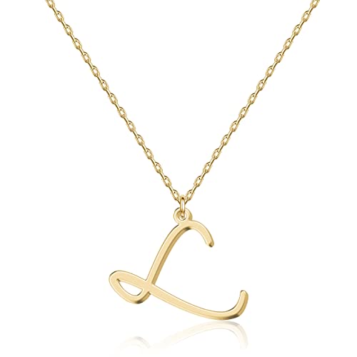 UMAGICBOX Collier Pendentif lettre initiale L pour Femmes - Bijou élégant en Plaqué Or 18K, idéal pour les sorties, durable et ajustable - Collection Alphabet
