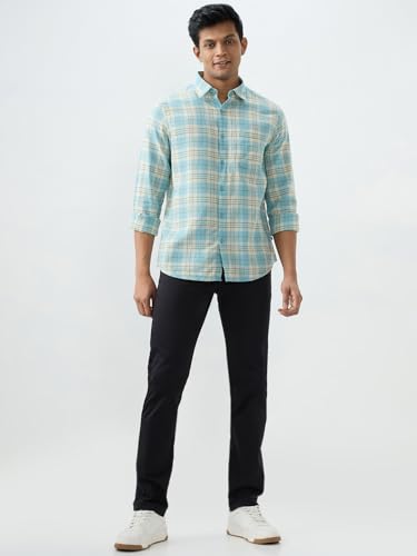 Image of Spykar Men's Slim Fit N /A Full Sleeve Checked Casual Shirts