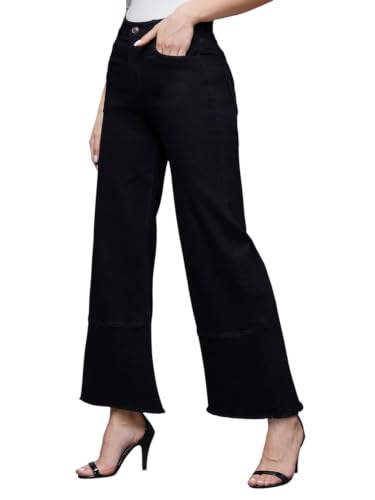 Image of Miss Chase Women's Wide-Leg High-Rise Regular-Length Stretchable Shaping Denim Jeans