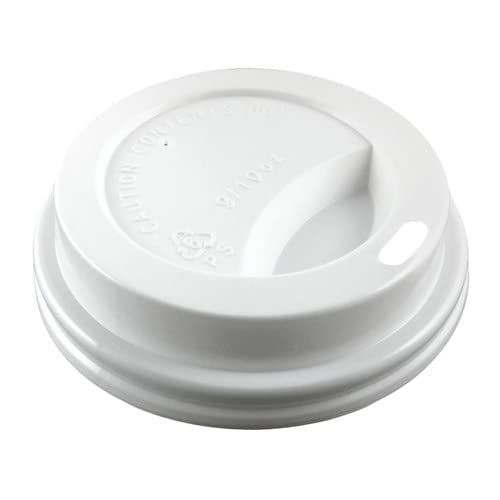 200 X Disposable Lids for Paper Cups for Sizes 8oz, 10oz, 12oz and 16oz Color White Or Black Supplied in Manufacturer Sealed Sleeves (12OZ/16OZ) (12oz/16oz)