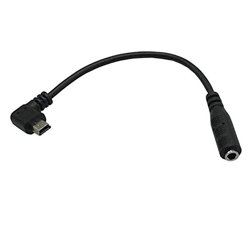 Seadream 6inch Right Angled Mini USB Male to 3.5mm Jack Female Audio Cord Microphone Adapter Cable (Black 1pcs)