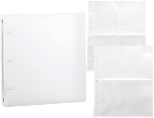 Rikyo Álbum de fotos de gran capacidad, 3 x 4 pulgadas y 4 x 6 pulgadas, transparente, 40 fundas interiores para fotos, 2 bolsillos y 3 anillos para