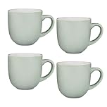 Dylex Ceramic Tea, Coffee Mugs Set of 4 Glossy Sage Green Cups Stoneware Mugs Set, 400 ml
