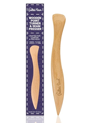 The Quilted Bear Wooden Point Turner - Ergonomic Point Turner Sewing Tool for Crisp Corners Curved Edges & Seam Marking Durable Wooden Turning Tool for Sewing & Quilting