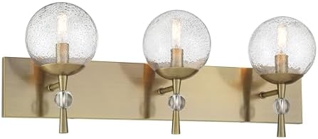 Minka Lavery 1333-923 Populuxe Vanity Bath Light, 3-Light, 180 Total Watts, 28-in H x 10.88-in W, Oxidized Aged Brass