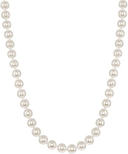 14K Gold Aaaa White Akoya Cultured Pearls 18" Silk-Knotted Strand Pearl Necklace - Choice Of Pearl Size & Clasp Gold Color (Yellow Gold, 7-7.5Mm) #TOP15