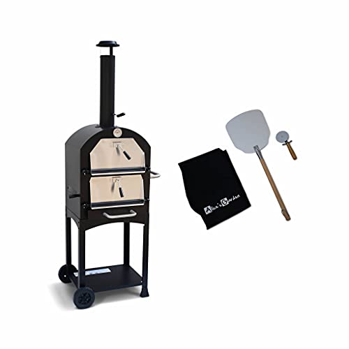 Alice'S Garden - Horno De Exterior Para Pizza Con Carbón Multifunción - Calzone - Piedra Para Cocinar Ruedas Pala Y Funda