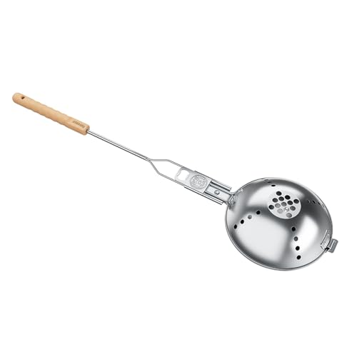 Petromax Popcornpfanne für Lagerfeuer & Camping Manuelle Outdoor Popcorn Pfanne aus Edelstahl mit Siebsystem Flaschenöffner & Buchenholzgriff