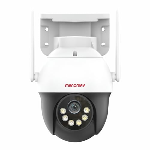 MANOMAY 3MP Wi-Fi Protect Pro Mini Pan-Tilt Camera | BIS-ER (STQC Certified) WiFi CCTV Camera | Full Color Night Vision | Smart Tracking | 2-Way Audio | Memory Card & Cloud | Alexa Support