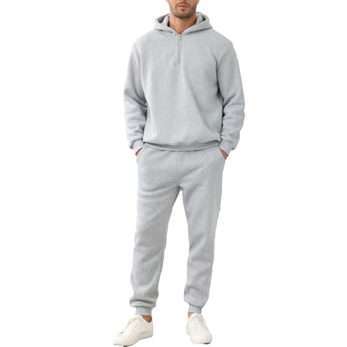Men's Tacksuit 2-Piece Active Set Fleece Pullover Quarter Zip