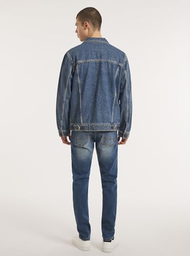 Image of KOTTY Men's Stylish Black /Blue Denim Jacket for Winter Casual Biker Riding Wear Trendy Upper Jeans Look Outfit