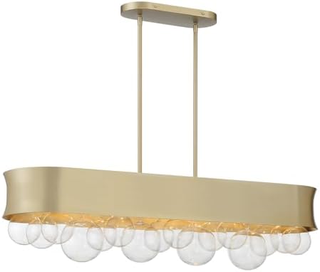 Minka Lavery 5196-697 Verdi Square Island Chandelier, 6-Light, 360 Total Watts, 38.75-in H x 13-in W, Soft Gold