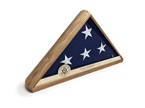 Mikutowski Woodworking Made in USA Personalized Flag Display Case for American Veteran, Burial or Commemorative 9.5 x 5 Triangle Folded Flag
